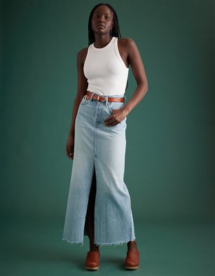 AE77 Premium Denim Maxi Skirt