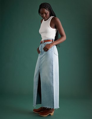 AE77 Premium Denim Maxi Skirt