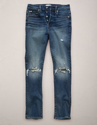 AE77 Crop Jean Straight de Primera Calidad