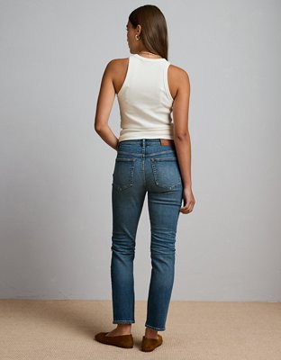 AE77 Crop Jean Straight de Primera Calidad