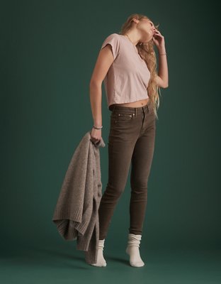 Jegging American Eagle Femme Taille Haute - Taille 2 Régulier, Bleu, Occasion Très Bon état