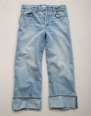 AE77 Premium Wide Crop Cuff Jean
