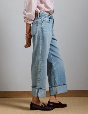 AE77 Premium Wide Crop Cuff Jean