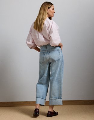 AE77 Premium Wide Crop Cuff Jean