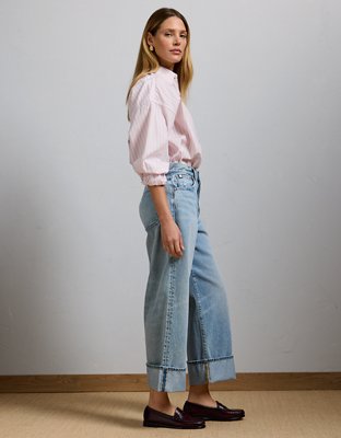AE77 Premium Wide Crop Cuff Jean