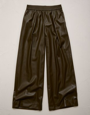 AE77 Faux Leather Pull On Pant