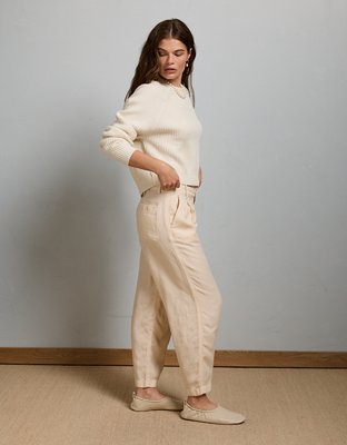AE77 High-Waisted Tapered Linen-Blend Pant