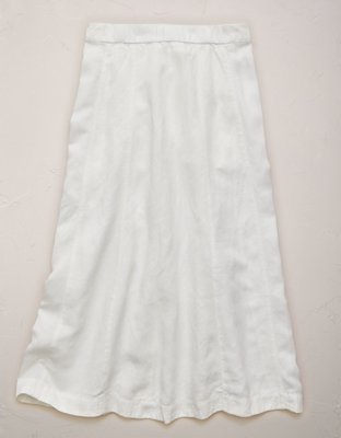 AE77 Linen-Blend Maxi Skirt