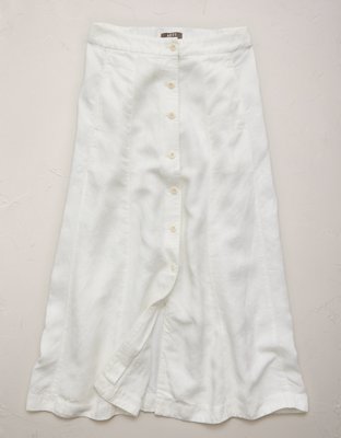 AE77 Linen-Blend Maxi Skirt
