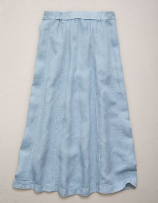 AE77 Linen-Blend Maxi Skirt