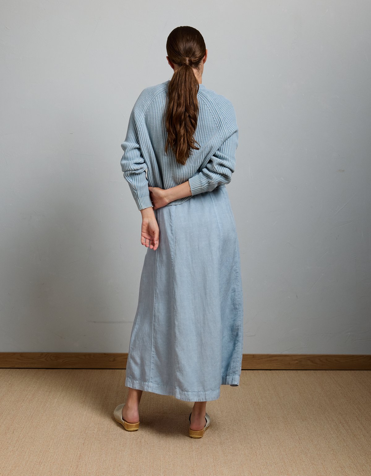 AE77 Linen-Blend Maxi Skirt - image 2