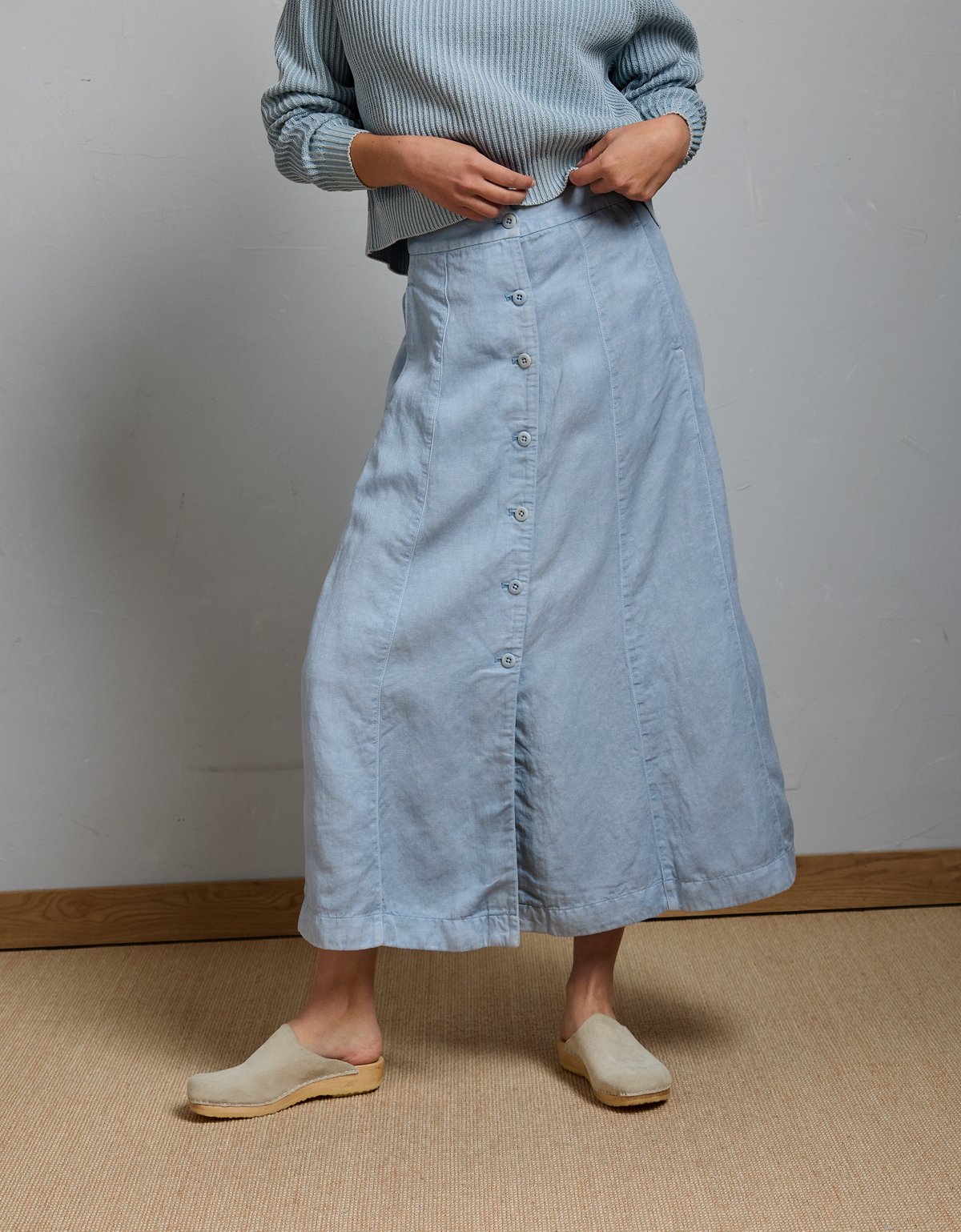 AE77 Linen-Blend Maxi Skirt - image 5