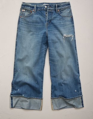 AE77 Premium Wide Crop Cuff Jean