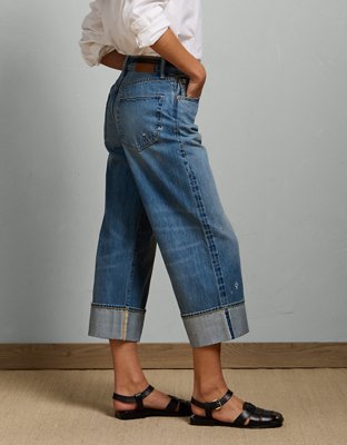 AE77 Premium Wide Crop Cuff Jean