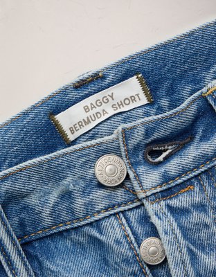 AE77 Premium Super High-Waisted Baggy Bermuda Denim Short