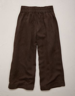 AE77 High-Waisted Linen Pleated Ankle Pant
