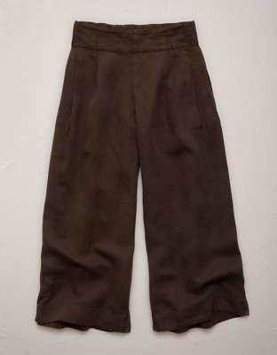AE77 High-Waisted Linen Pleated Ankle Pant