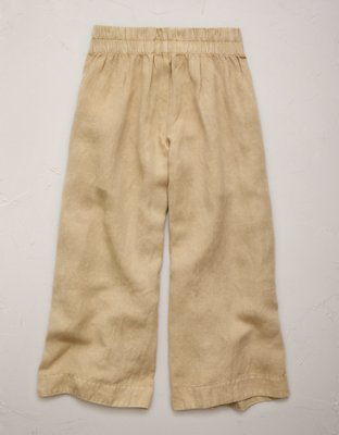 AE77 High-Waisted Linen Pleated Ankle Pant