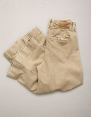 Женские брюки American Eagle AE77 Premium High-Waisted Mariner, цвет: Светлый коричневый — фото 4