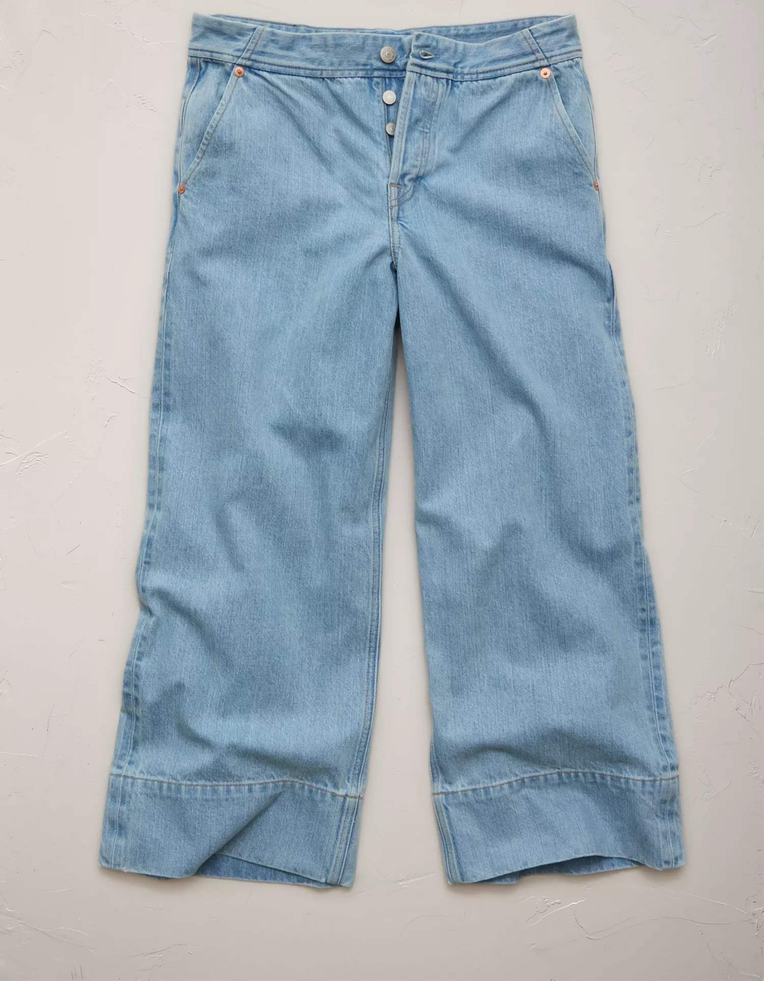 AE77 Premium Wide Crop Cuff Jean - thumbnail 3
