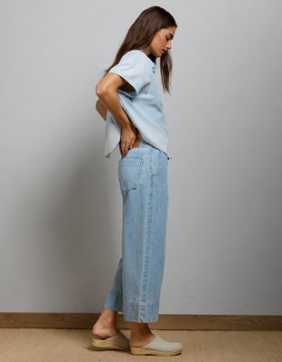 AE77 Premium Wide Crop Cuff Jean