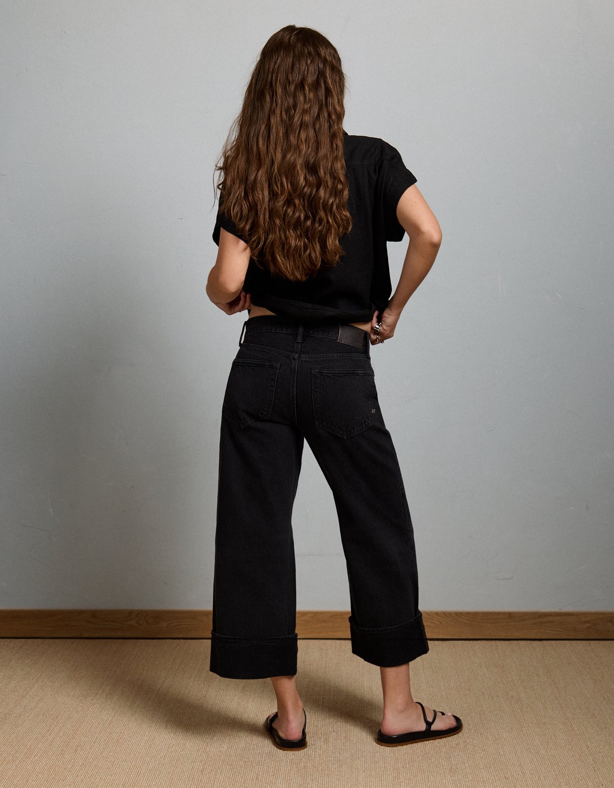 AE77 Premium Wide Crop Cuff Jean - image 2