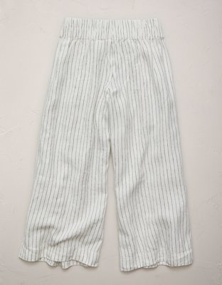 AE77 High-Waisted Linen Pleated Ankle Pant
