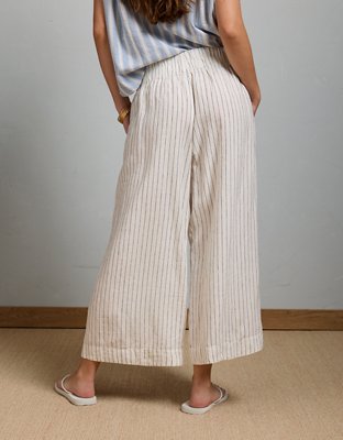 AE77 High-Waisted Linen Pleated Ankle Pant