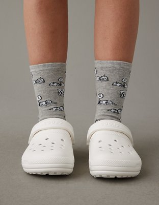 White store furry crocs