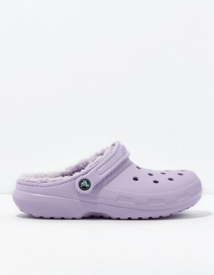 Purple lined crocs on sale