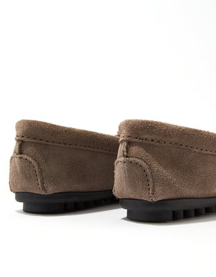 Minnetonka Kilty Suede Moccasin, Gray | American Eagle Outfitters