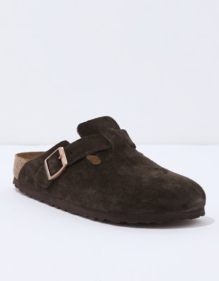 Birkenstock Boston Shearling Mocca Suede Clogs Size: 38, Colour: Brown