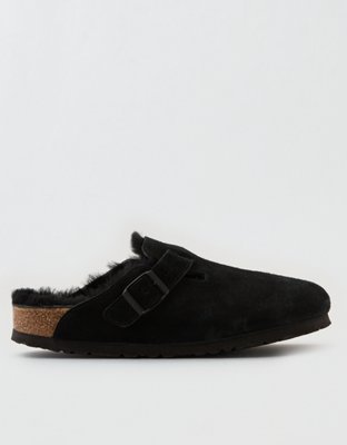 birkenstock boston wool lined mules in mink