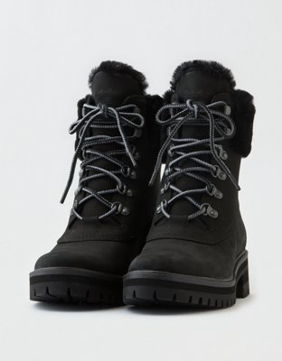 timberland shearling boots black