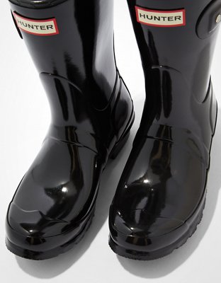 hunter refined high gloss quilted short rain boot