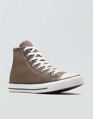 Converse High Top Sneakers - Taupe Canvas with Off-White Accents High-Top Taupe Sneakers in Premium Leather with Luxe  main image 3