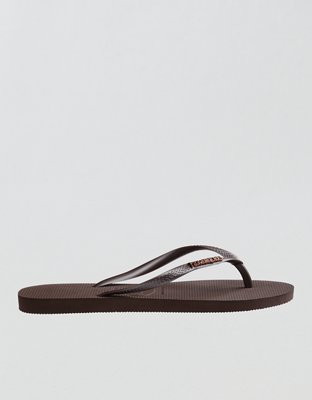 Havaianas Womens Slim Logo Metallic Flip Flops