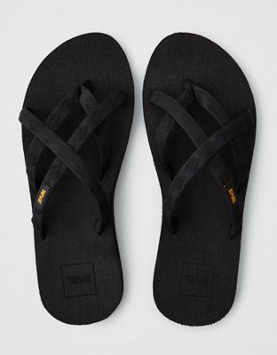 TEVA Olowahu Black Strappy Woven Flip Flop Sandals F27217B Size 7