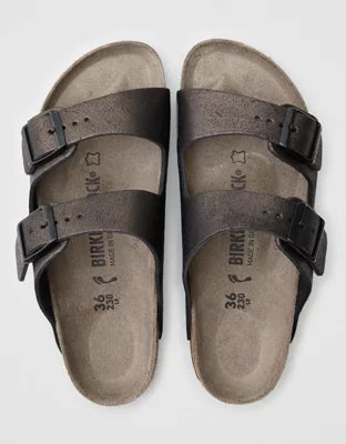 birkenstock arizona washed metallic stone gold
