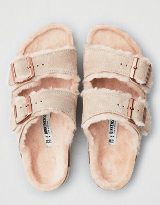 shearling birkenstocks nude