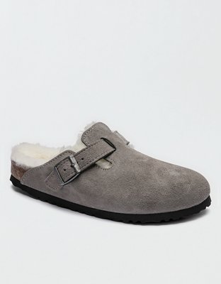 Birkenstock Womens Boston Fur Lined Clog Women's Gray 36 (US 5) | American Eagle Outfitters (US & CA)