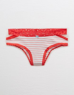 Aerie Lace Trim Cotton Cheeky Underwear