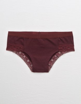Aerie Cotton Lace Trim Cheeky Underwear
