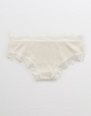 Aerie Ribbed Lace Trim Cheeky Underwear