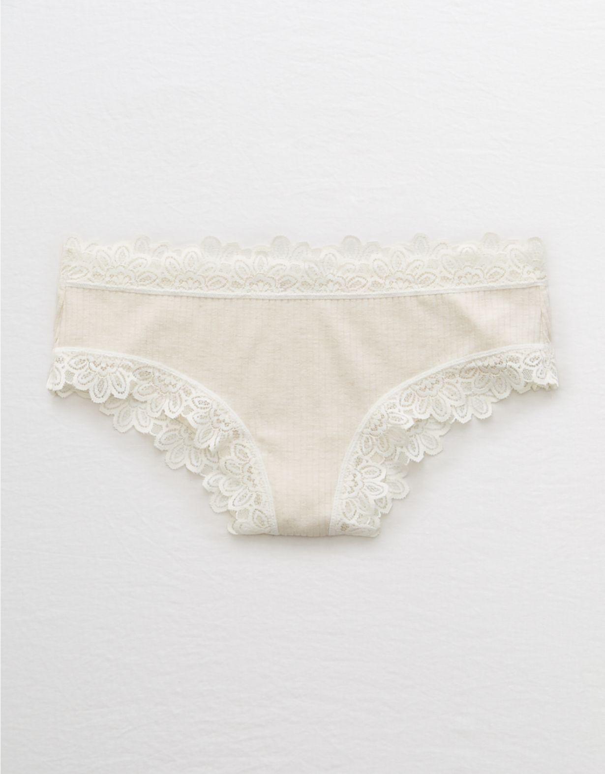 Aerie Ribbed Lace Trim Cheeky Underwear