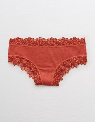Aerie Ribbed Lace Trim Cheeky Underwear