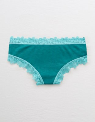 Aerie Ribbed Lace Trim Cheeky Underwear