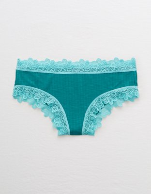 Aerie Ribbed Lace Trim Cheeky Underwear