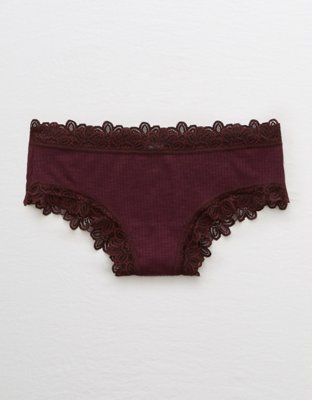 Aerie Ribbed Lace Trim Cheeky Underwear