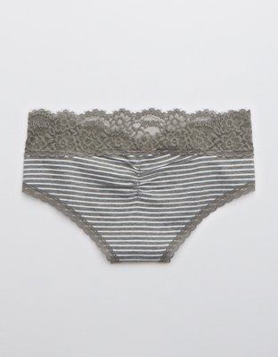 Aerie Cotton Eyelash Lace Striped Cheeky Underwear